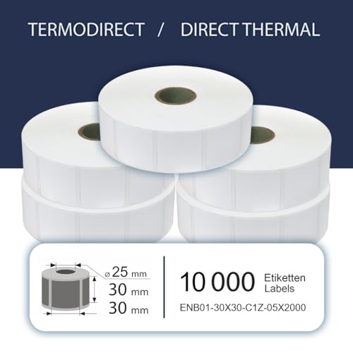 Selbstklebende Etiketten FLEX-N-ROLL, Thermo ECO, 30x30 mm, Kern 25 mm, Blanko, 10000 Stück auf 5 Rollen Selbstklebende Etiketten FLEX-N-ROLL, Thermo ECO, 30x30 mm, Kern 25 mm, Blanko, 10000 Stück auf 5 Rollen von FLEX-N-ROLL