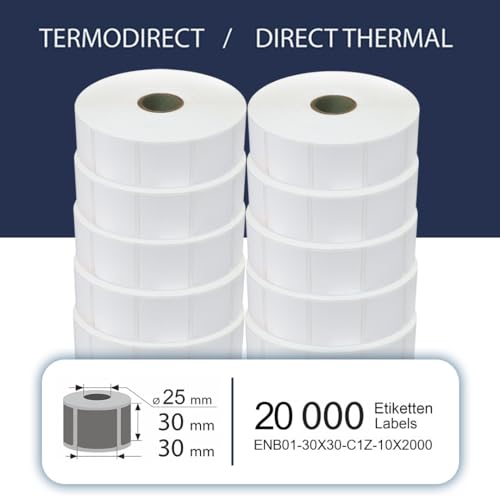Selbstklebende Etiketten FLEX-N-ROLL, Thermo ECO, 30x30 mm, Kern 25 mm, Blanko, 20000 Stück auf 10 Rollen Selbstklebende Etiketten FLEX-N-ROLL, Thermo ECO, 30x30 mm, Kern 25 mm, Blanko, 20000 Stück auf 10 Rollen von FLEX-N-ROLL