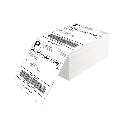 Thermo-Etiketten Leporello, 4 × 6 inches (101.6 × 152.4 mm) mit Trägerperforation, Waterproof Shipping Labels, BPA/BPS Free, Pack of 500 von FLEX-N-ROLL