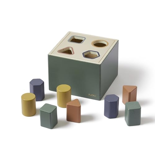 FLEXA Baby Spielzeug 1 Jahr | Holzspielzeug ab 1 Jahr | Kognitive Entwicklung, Erkennung von Farben und Formen durch Sortierbox aus Holz für Kinder von FLEXA