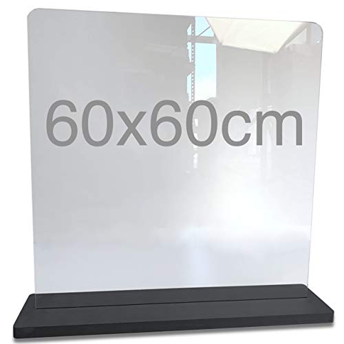 Spuckschutz aus Plexiglas mit 3mm, Virenschutz Hustenschutz Niesschutz, Thekenaufsatz Tischaufsatz Tresenaufsatz, (60x60cm) von FLEXISTYLE