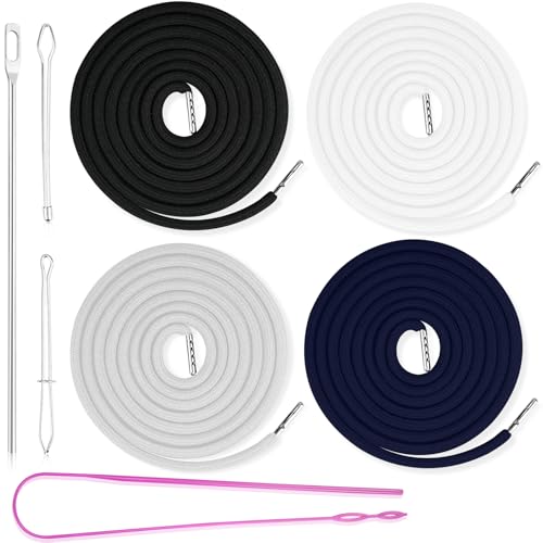 FLEXNOVA 4 Stück Kordel für Jogginghose, 4 Farbe 160cm Kordel Kordelband für Hoodie Hosenbund Rope Laces mit Durchziehnadel Kordelzug Metall Endstück Ersatz-Saiten für Hosenband Jacken Hosenband von FLEXNOVA