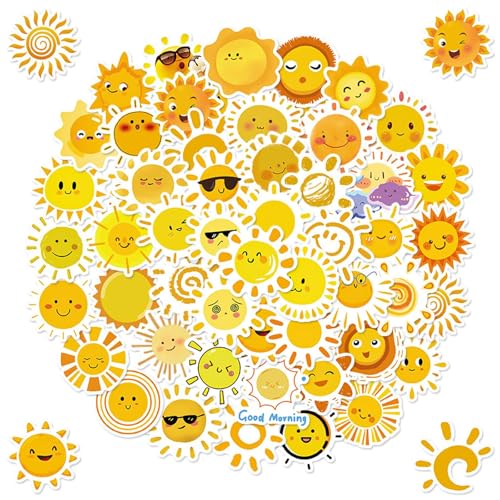 FLEXNOVA 50 Stück Aufkleber Sonne, Aufkleber Sonne Klein Wasserfest Sonnenaufkleber Sun Sticker für Deko Koffer Wasserflaschen Laptops FLEXNOVA 50 Stück Aufkleber Sonne, Aufkleber Sonne Klein Wasserfest Sonnenaufkleber Sun Sticker für Deko Koffer Wasserflaschen Laptops von FLEXNOVA