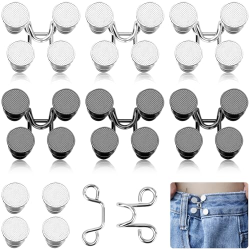 FLEXNOVA 6 Stück Hosen Enger Machen Clip, Hosenbund Hose Enger Machen Clip Waist Knots Tightener Clip Taillenstraffer Hosenverkleinerung Hosenknopf Knöpfe Hosen Hosenclips zum Rock Jeans Enger Machen von FLEXNOVA
