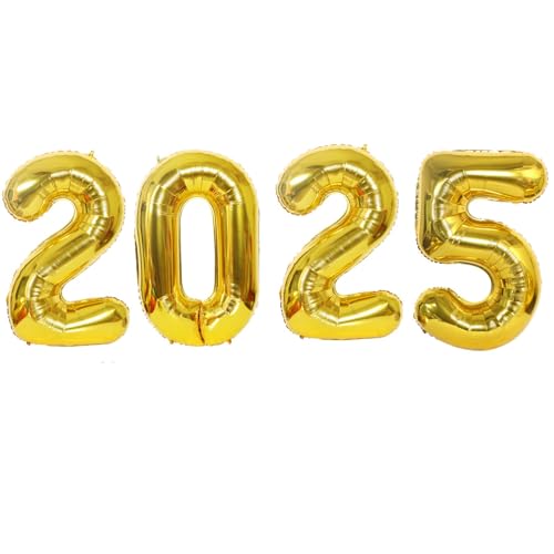 2025 Ballons Gold Silvester Deko Folienballon Luftballons Party Silvester Dekoration Neujahr 2025 Ballons (Gold-2025-100 CM) von FLG FINISH LINE GERMANY