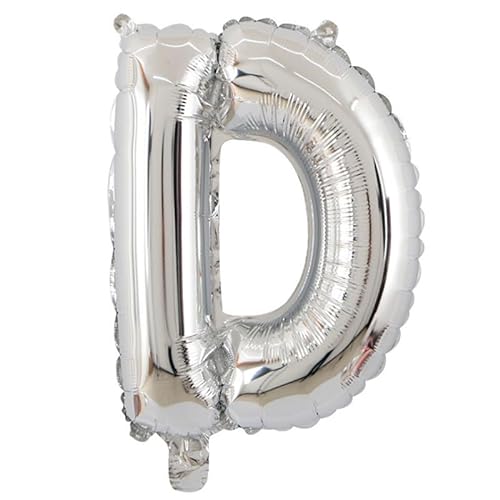 FLG | Buchstabenballon Namen Ballon Farbe: Silber - Größe: 40cm - Folienballon mit Luft befüllbar Alphabet (Feiern, Jubiläum, Hochzeit oder Geburtstag) (D) von FLG FINISH LINE GERMANY