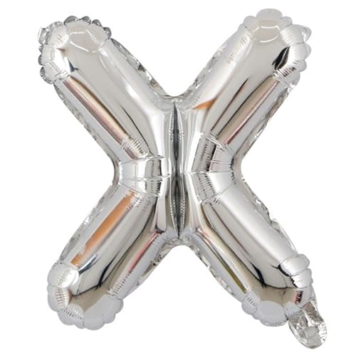 FLG | Buchstabenballon Namen Ballon Farbe: Silber - Größe: 40cm - Folienballon mit Luft befüllbar Alphabet (Feiern, Jubiläum, Hochzeit oder Geburtstag) (X) von FLG FINISH LINE GERMANY
