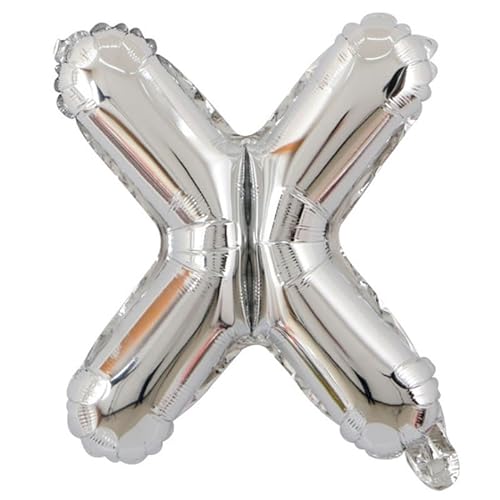 FLG | Buchstabenballon Namen Ballon Farbe: Silber - Größe: 40cm - Folienballon mit Luft befüllbar Alphabet (Feiern, Jubiläum, Hochzeit oder Geburtstag) (X) von FLG FINISH LINE GERMANY