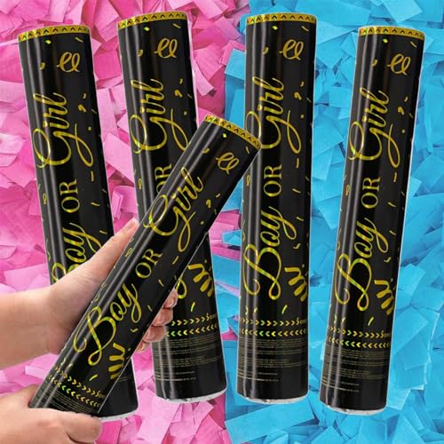 FLG | Gender Reveal Konfetti Kanone Poppers - 2er-Set (2 Blau) 100% Biologisch Abbaubares Konfetti & Pulverrauch - Baby Junge Mädchen Gender Reveal Geschlechtsenthüllung (2x Blau) von FLG FINISH LINE GERMANY