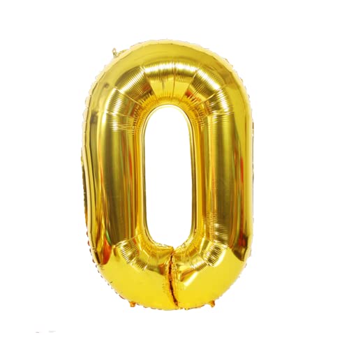 FLG | Zahlenballon Geburtstagszahlen Ballon XXL Farbe: Gold - Größe: 100 cm - Zahlenballon mit Helium oder Luft befüllbar (Feiern, Jubiläum, Hochzeit oder Geburtstag) (0, 100 cm) von FLG FINISH LINE GERMANY