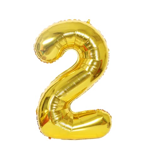 FLG | Zahlenballon Geburtstagszahlen Ballon XXL Farbe: Gold - Größe: 100 cm - Zahlenballon mit Helium oder Luft befüllbar (Feiern, Jubiläum, Hochzeit oder Geburtstag) (2, 100 cm) von FLG FINISH LINE GERMANY