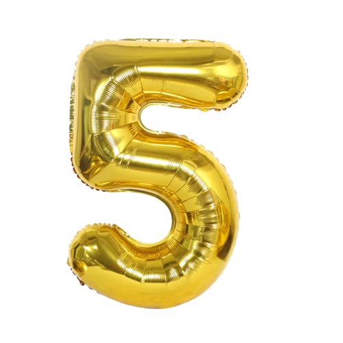 FLG | Zahlenballon Geburtstagszahlen Ballon XXL Farbe: Gold - Größe:80 cm - Zahlenballon mit Helium oder Luft befüllbar (Feiern, Jubiläum, Hochzeit oder Geburtstag) (5, 80 cm) von FLG FINISH LINE GERMANY