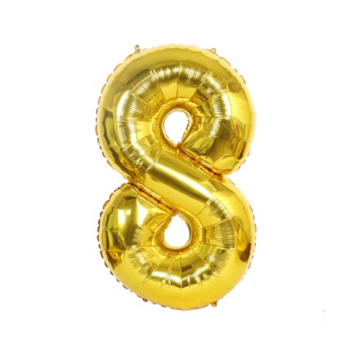 FLG | Zahlenballon Geburtstagszahlen Ballon XXL Farbe: Gold - Größe: 100 cm- Zahlenballon mit Helium oder Luft befüllbar (Feiern, Jubiläum, Hochzeit oder Geburtstag) (8, 100 cm) von FLG FINISH LINE GERMANY