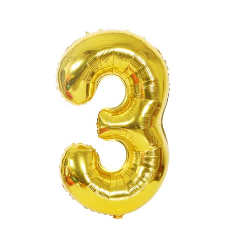 FLG | Zahlenballon Geburtstagszahlen Ballon XXL Farbe: Gold - Größe: 100 cm - Zahlenballon mit Helium oder Luft befüllbar (Feiern, Jubiläum, Hochzeit oder Geburtstag) (3, 100 cm) von FLG FINISH LINE GERMANY