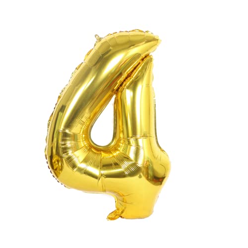 FLG | Zahlenballon Geburtstagszahlen Ballon XXL Farbe: Gold - Größe: 100 cm - Zahlenballon mit Helium oder Luft befüllbar (Feiern, Jubiläum, Hochzeit oder Geburtstag) (4, 100 cm) von FLG FINISH LINE GERMANY