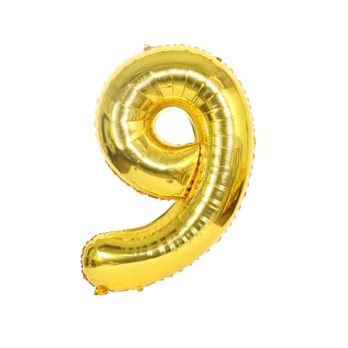 FLG | Zahlenballon Geburtstagszahlen Ballon XXL Farbe: Gold - Größe: 100 cm - Zahlenballon mit Helium oder Luft befüllbar (Feiern, Jubiläum, Hochzeit oder Geburtstag) (9, 100 cm) von FLG FINISH LINE GERMANY