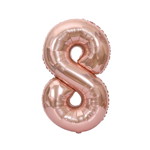 FLG | Zahlenballon Geburtstagszahlen Ballon XXL Farbe: Rosé - Größe: 100 cm / 80 cm - Zahlenballon mit Helium oder Luft befüllbar (Feiern, Jubiläum, Hochzeit oder Geburtstag) (8, 80 cm) von FLG FINISH LINE GERMANY