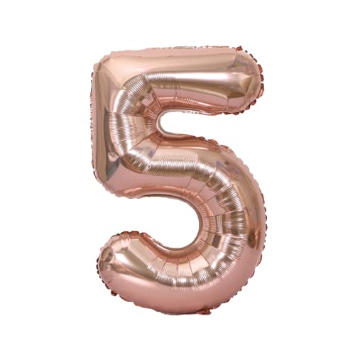 FLG | Zahlenballon Geburtstagszahlen Ballon XXL Farbe: Rosé - Größe: 80 cm - Zahlenballon mit Helium oder Luft befüllbar (Feiern, Jubiläum, Hochzeit oder Geburtstag) (5, 80 cm) von FLG FINISH LINE GERMANY