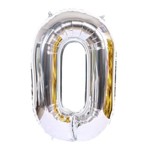 FLG | Zahlenballon Geburtstagszahlen Ballon XXL Farbe: Silber - Größe: 80 cm - Zahlenballon mit Helium oder Luft befüllbar (Feiern, Jubiläum, Hochzeit oder Geburtstag) (0, 80 cm) von FLG FINISH LINE GERMANY