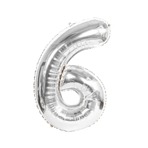 FLG | Zahlenballon Geburtstagszahlen Ballon XXL Farbe: Silber - Größe: 80 cm - Zahlenballon mit Helium oder Luft befüllbar (Feiern, Jubiläum, Hochzeit oder Geburtstag) (6, 80 cm) von FLG FINISH LINE GERMANY
