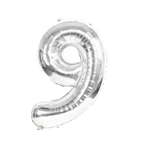 FLG | Zahlenballon Geburtstagszahlen Ballon XXL Farbe: Silber - Größe: 80 cm - Zahlenballon mit Helium oder Luft befüllbar (Feiern, Jubiläum, Hochzeit oder Geburtstag) (9, 80 cm) von FLG FINISH LINE GERMANY