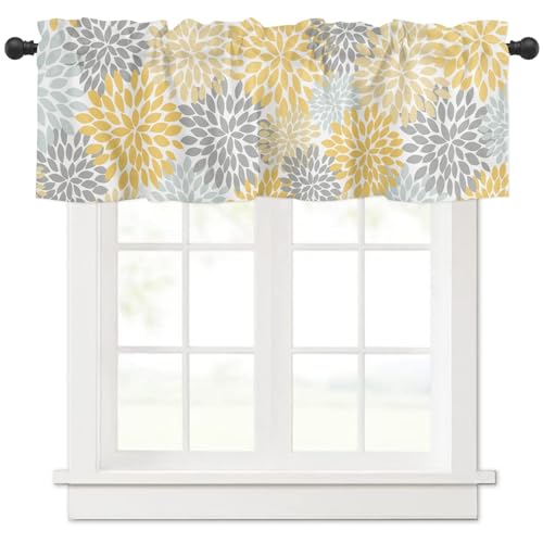 FLIPP Moderne rechteckige botanische Fensterschabracken, 137,2 x 45,7 cm, Kunst-Dahliengelb, Vorhänge, Volants for Café, Küche, Badezimmer, Schlafzimmer, Wohnzimmer, Fensterverdunkelung (Color : B) von FLIPP