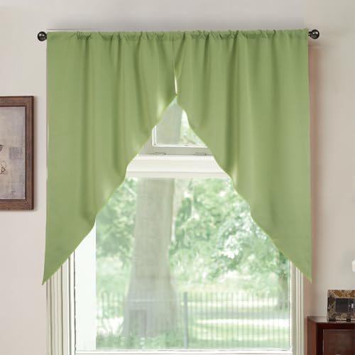FLIPP Set mit 2 Volantvorhängen for die Küche, Bauernhaus-Küchenvorhänge, rustikale kleine Fenstervorhänge for Küche und Badezimmer, 88,9 x 88,9 cm + 45,7 cm, Polyester (Color : B) von FLIPP