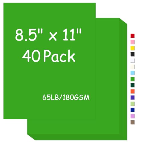 Cardstock Karteikarton, 8,5 x 5,3 kg, Dunkelgrün, 180 g/m², Deckkarton für Drucker, Kopierkarton, Papier zum Drucken, Einladungen, Geschenkanhänger, Weihnachtskarte (dunkelgrün, 40 Blatt) von FLIPPED