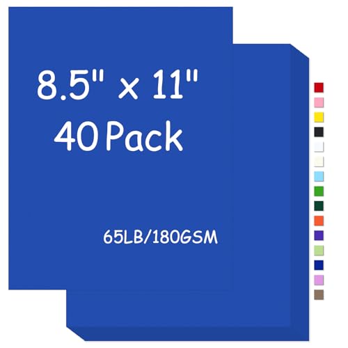 Cardstock Karteikarton, 8,5 x 5,3 kg, Königsblau, 180 g/m², Deckkarton für Drucker, Kopierkarton, Papier zum Drucken, Einladungen, Geschenkanhänger, Weihnachtskarte (Königsblau, 40 Blatt) von FLIPPED
