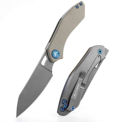 FLISSA Klappmesser Taschenmesser mit G10-Griff, Gefaltete Länge 9 cm, Scharfes Einhandmesser Messer Outdoor Messer ohne Verriegelung, sehr kompakt, für Jagd Camping, braun von FLISSA