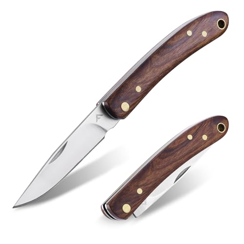 FLISSA Taschenmesser Klappmesser mit edlem Holzgriff, Outdoor Messer mit 7Cr17MoV Klinge, Ohne Verriegelung, Leicht & tragbar, Geschenkverpackung – für Camping, Alltag & Outdoor von FLISSA