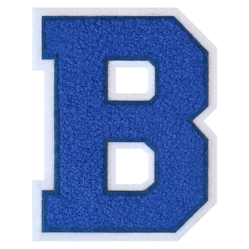 1 x 11,4 cm blauer Chenille-Bügelaufnäher für Jacken, Hüte, Rucksäcke, Jeans – Varsity Letterman Preppy Style von FLIXLEAP