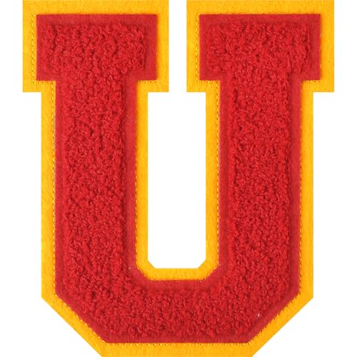 Flixleap 11,4 cm große rote Chenille-Buchstaben-Flicken zum Aufbügeln für Jacken, Sportbekleidung, Jeans, Taschen (Rot, U Flixleap 11,4 cm große rote Chenille-Buchstaben-Flicken zum Aufbügeln für Jacken, Sportbekleidung, Jeans, Taschen (Rot, U von FLIXLEAP