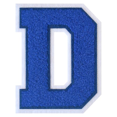 Flixleap 11,4 cm großer blauer Chenille-Bügelaufnäher für Kleidung, Hüte, Rucksäcke (Blau, D) von FLIXLEAP