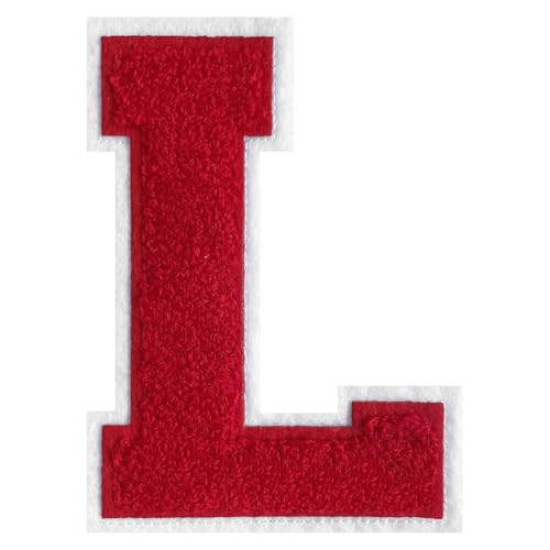 Flixleap 11,4 cm roter Chenille-Aufnäher zum Aufbügeln auf Letterman-Jacke, großer Buchstabenaufnäher, Varsity-Patch, Chenille-Buchstabe für Kleidung (Rot, L) von FLIXLEAP
