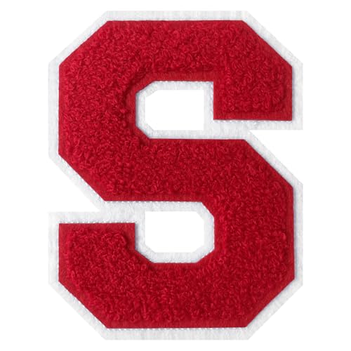 Flixleap 11,4 cm roter Chenille-Aufnäher zum Aufbügeln auf Letterman-Jacke, großer Buchstabenaufnäher, Varsity-Patch, Chenille-Buchstaben für Kleidung, Rot, Größe S Flixleap 11,4 cm roter Chenille-Aufnäher zum Aufbügeln auf Letterman-Jacke, großer Buchstabenaufnäher, Varsity-Patch, Chenille-Buchstaben für Kleidung, Rot, Größe S von FLIXLEAP
