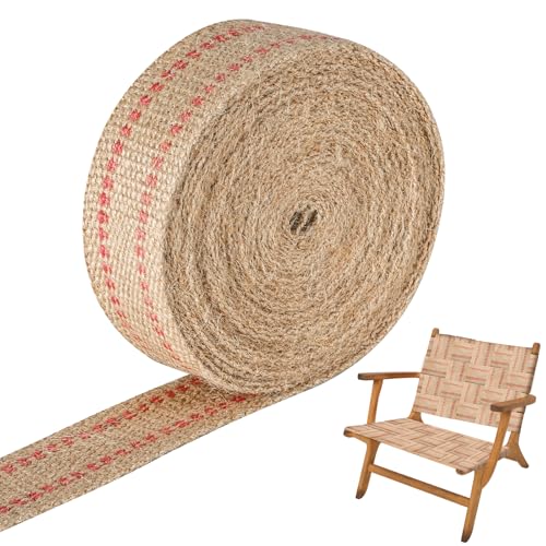 FLKQC Craft Jute-Gurtband, 9,1 m Breite 5,1 cm Rolle, natürliche Jute, rote Linie, Jute-Gurtband für Stuhlreparatur, Basteln, Juteband, Polster FLKQC Craft Jute-Gurtband, 9,1 m Breite 5,1 cm Rolle, natürliche Jute, rote Linie, Jute-Gurtband für Stuhlreparatur, Basteln, Juteband, Polster von FLKQC