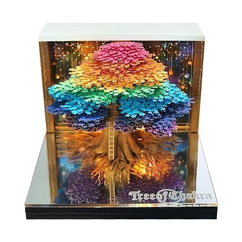 3D Time Piece Kalender 2026 3D Blühende Bauminsel Abreißen Mini Tischkalender Memo Notizblock LED Block mit Schreibtischlicht von FLKWOP