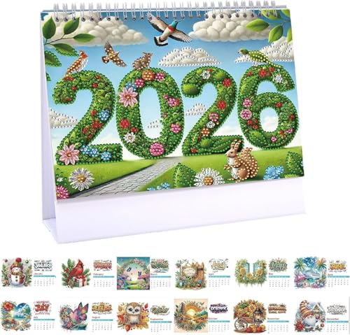 FLKWOP DIY Diamond Art Painting 2026 Tischkalender Ornament Monatsplaner von Jan 2026 bis Dez, 12 Monate Home Office Schreibtischkalender für Planung Dekoration FLKWOP DIY Diamond Art Painting 2026 Tischkalender Ornament Monatsplaner von Jan 2026 bis Dez, 12 Monate Home Office Schreibtischkalender für Planung Dekoration von FLKWOP