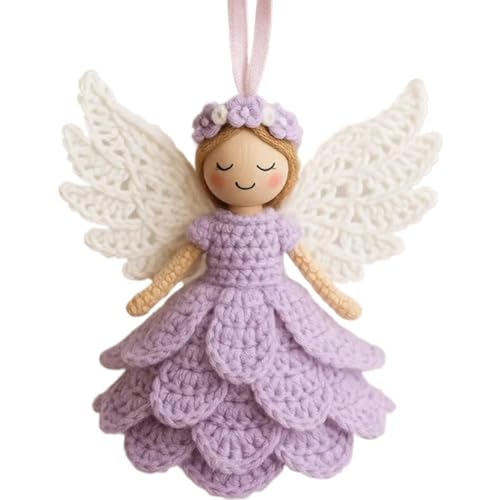 FLKWOP DIY Engel Ornament Häkelset, Handgemachtes Garn Bastelset für Anfänger, Weihnachtsbaumschmuck, Häkelpuppe Hängende Ornament, Warme Home Party Decor Verzierungen 2025 von FLKWOP