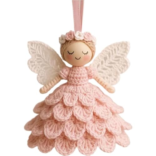 FLKWOP DIY Engel Ornament Häkelset, Handgemachtes Garn Bastelset für Anfänger, Weihnachtsbaumschmuck, Häkelpuppe Hängende Ornament, Warme Home Party Decor Verzierungen 2025 von FLKWOP