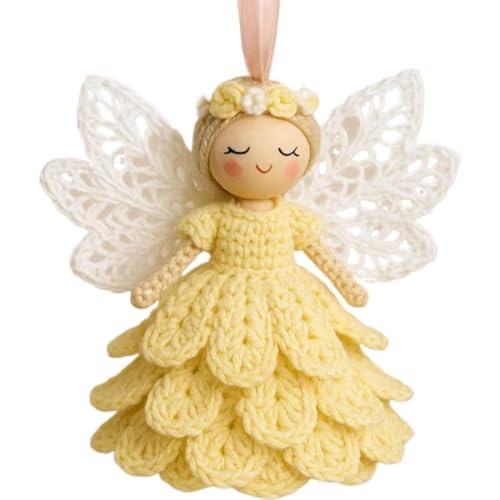 FLKWOP DIY Engel Ornament Häkelset, Handgemachtes Garn Bastelset für Anfänger, Weihnachtsbaumschmuck, Häkelpuppe Hängende Ornament, Warme Home Party Decor Verzierungen 2025 von FLKWOP