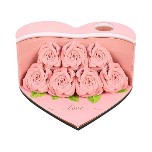 Rosen-Lesezeichen, künstlerischer 3D-Notizblock, Rosen-Lesezeichen, nicht klebrige Blätter, Papiernotizen, Schreibtisch-Schreibwaren, Bürozubehör, 3D-Notizblock, 3D-Schnitzblock, zum Abreißen von FLKWOP