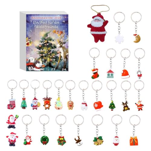 Weihnachts-Countdown-Kalender 2025, Schlüsselanhänger, 2025 Weihnachts-Adventsbox mit Schlüsselanhänger, Schneemann-Schlüsselanhänger, C-hristmas Countdown, 24 P von FLKWOP