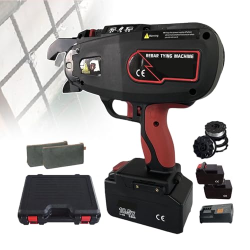 FLNOZAMZ Automatische Bewehrungsbindewerkzeuge 4-45 mm Etagenbindemaschine, elektrische Bewehrungsbindemaschine mit 2 Batterien, tragbare Bewehrungsumreifungsmaschine zum von FLNOZAMZ