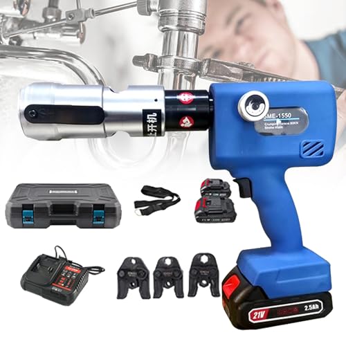 FLNOZAMZ Wiederaufladbares hydraulisches Crimpwerkzeug für Kupferrohre, Rohrpressmaschine, mit Mehrgrößenköpfen und Ölrücklauffunktion (Dn25) von FLNOZAMZ