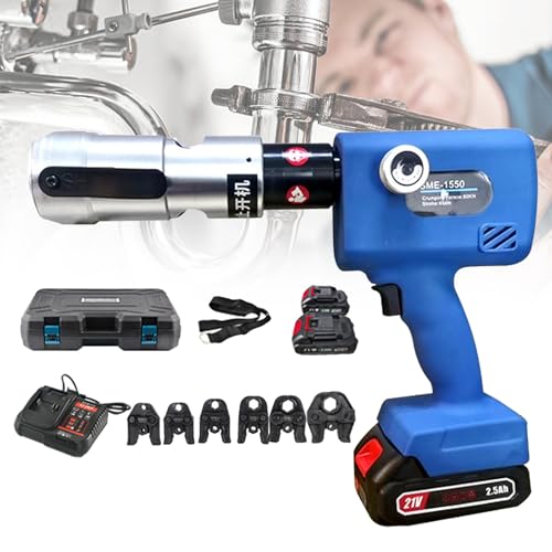 FLNOZAMZ Wiederaufladbares hydraulisches Crimpwerkzeug für Kupferrohre, Rohrpressmaschine, mit Mehrgrößenköpfen und Ölrücklauffunktion (Dn50) von FLNOZAMZ