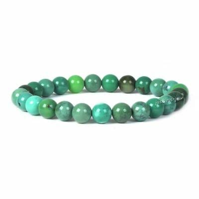 FLOAPA 8 mm modisches, rundes Edelstein-Perlen-Armband, dehnbar, 17,8 cm – (Stein: grüner Chrysopras) Rohe Steine und Mineralien von FLOAPA