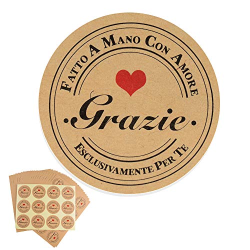 FLOFIA Italienisch (Dia. 4cm) 300pcs Grazie Aufkleber Handmade mit Liebe Aufkleber Handmade mit Liebe in Italienisch Personalisierte Runde für Geburtstag Hochzeit Geschenke (25 Blätter) FLOFIA Italienisch (Dia. 4cm) 300pcs Grazie Aufkleber Handmade mit Liebe Aufkleber Handmade mit Liebe in Italienisch Personalisierte Runde für Geburtstag Hochzeit Geschenke (25 Blätter) von FLOFIA