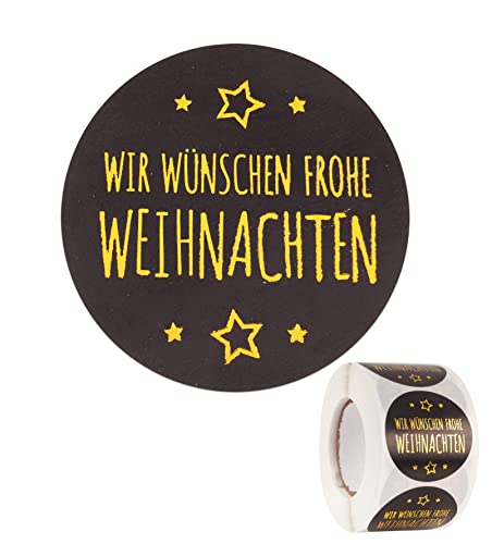 FLOFIA 500 Stk Weihnachten Sticker 4CM Frohe Weihnachten Aufkleber Rolle Weihnachtsaufkleber Stickers Selbstklebend Xmas Etiketten für Geschenkbox Tüten Karten Grußkarten von FLOFIA